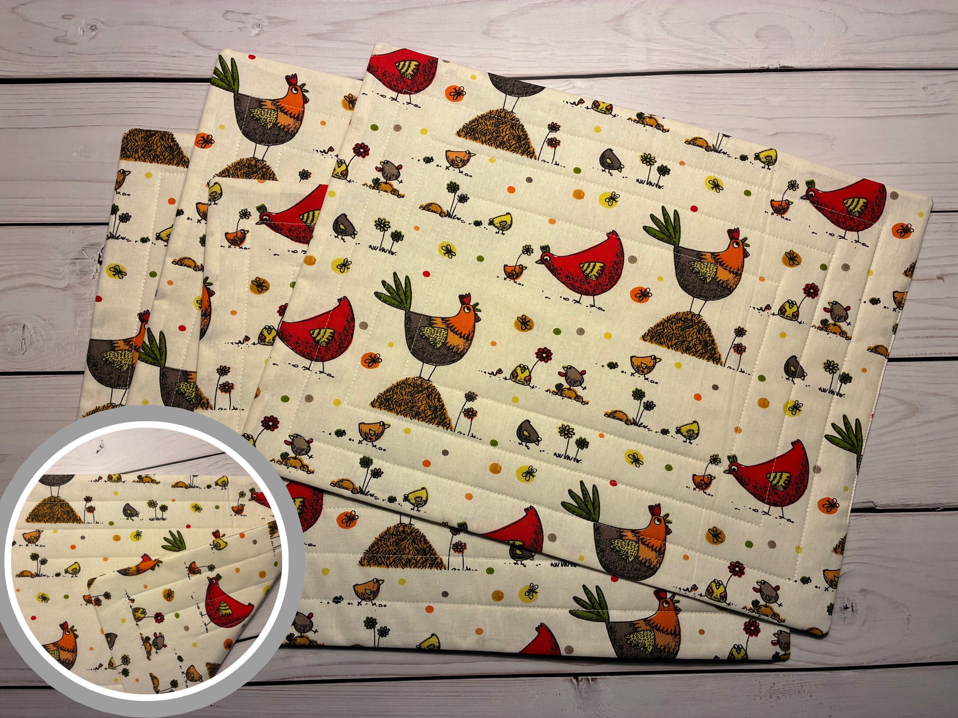 Tischsets gequiltet Hühner